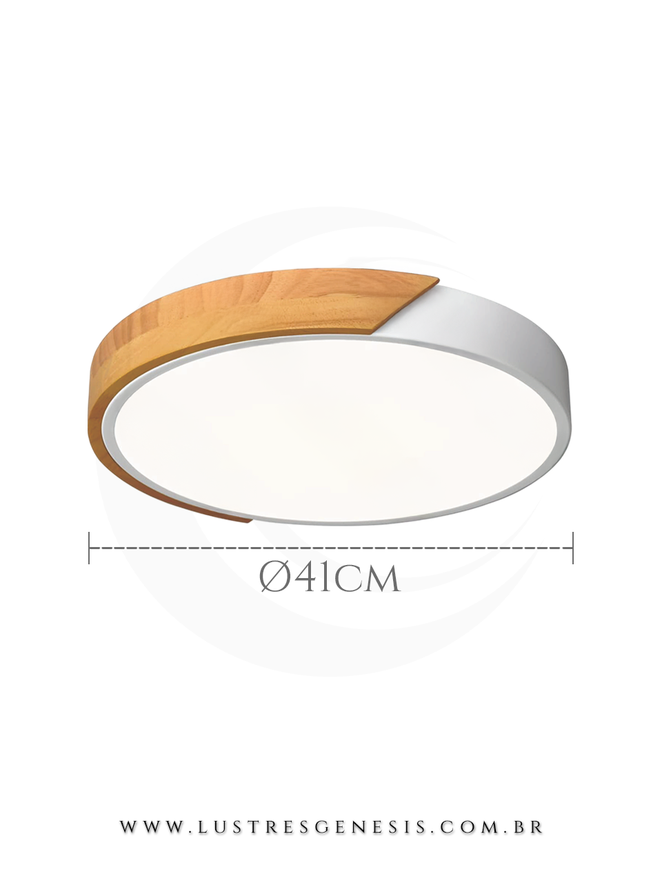 Plafon redondo branco Zora de 41cm com LED integrado, design moderno, indicado para quartos, salas, corredores, hall e escrit&oacute;rio.